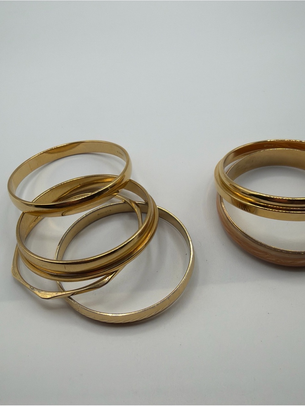 Vintage Lot 8 All Marked Monet Avon+ Gold Tone Bangle Bracelets For Small Wrist